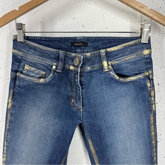 Caractere Milano Italy Women’s size 6 Gold Trim Skinny Stretch Jeans - Picture 9 of 16